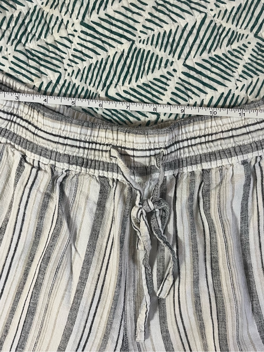 Women's Striped Drawstring Shorts - Blue & White - Picture 3 of 8